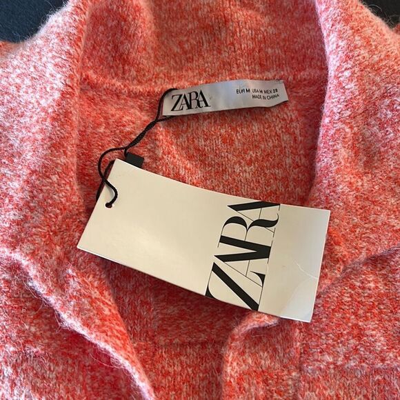 ZARA Orange V Neck Sweater - Picture 4 of 6